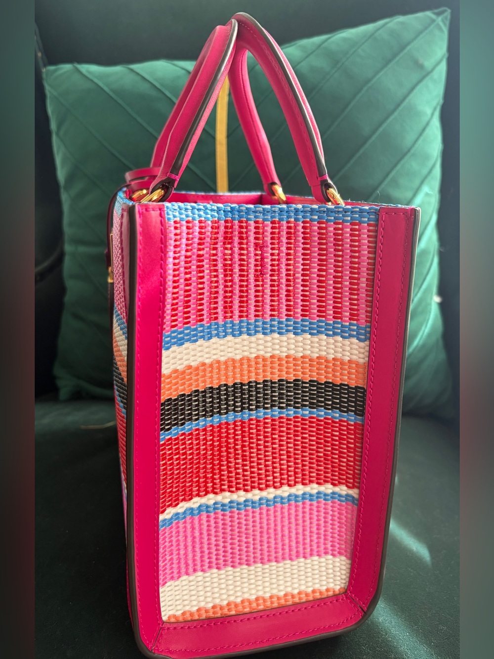Kate Spade Manhattan Small Tote and Crossbody with Pink Multicolored Stripes - Picture 5 of 8